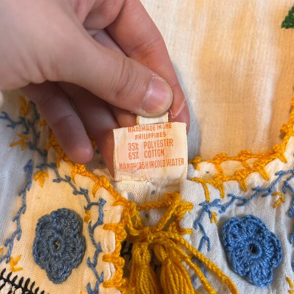 1960s Hippie Hand embroidered crochet edge polycotton Prairie scandinavian maxi - Picture 11 of 14